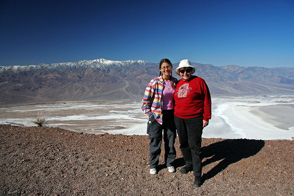 Jutta Engelhardt and Caroline Wise on Dante’s Point in Death Valley National Park, California