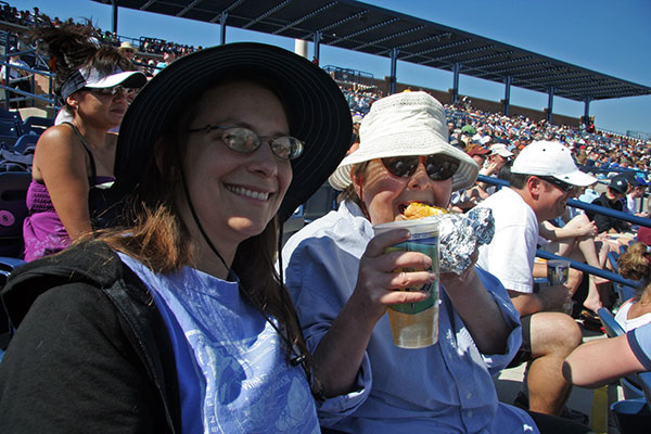Jutta Engelhardt and Caroline Wise attending a Spring Training Baseball Game in Peoria, Arizona