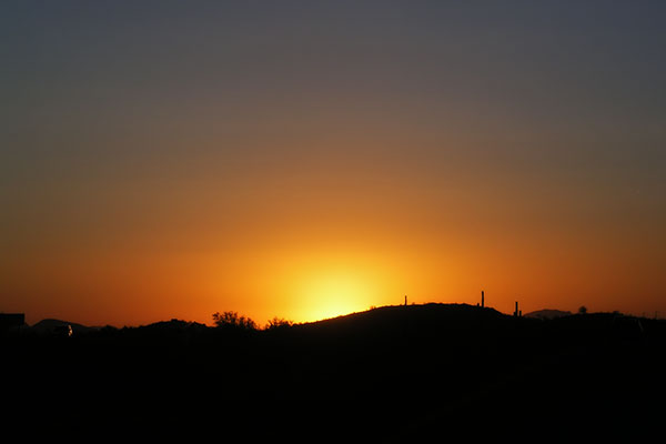 Sunset on the 10 freeway heading west towards Tonopah, Arizona
